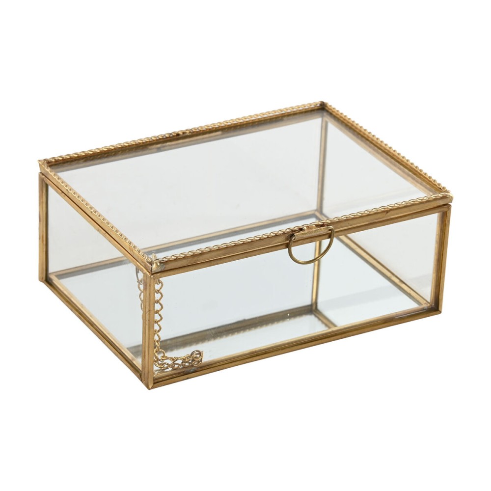 Boîte à bijoux Home ESPRIT Doré Métal Verre 14 X 10,3 X 5,8 cm