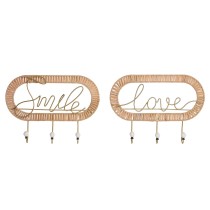 Portemanteau Home ESPRIT Doré Naturel Métal Rotin 40 x 6,4 x 28,6 cm (2 Unités)