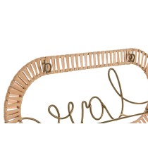 Wall mounted coat hanger Home ESPRIT Golden Natural Metal Rattan 40 x 6,4 x 28,6 cm (2 Units)