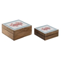 Box-Schmuckkästchen Home ESPRIT Bunt Mango-Holz 17,5 x 17,5 x 8 cm (2 Stück)