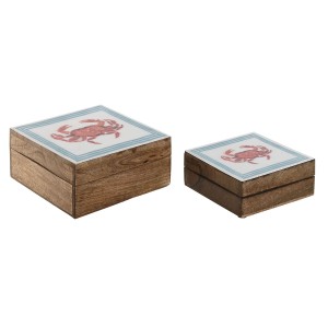 Box-Schmuckkästchen Home ESPRIT Bunt Mango-Holz 17,5 x 17,5 x 8 cm (2 Stück)