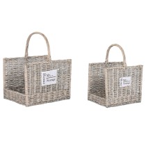 Support pour bois de chauffage Home ESPRIT Naturel osier 47 x 35 x 54 cm