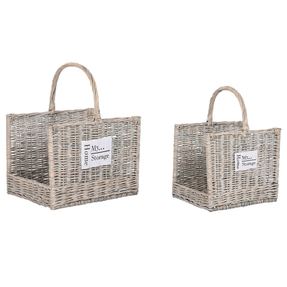 Support pour bois de chauffage Home ESPRIT Naturel osier 47 x 35 x 54 cm