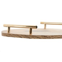 Centerpiece Home ESPRIT Brown Golden Metal MDF Wood 30 x 30 x 4 cm (2 Units)
