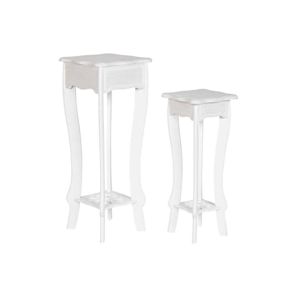 Satz mit 2 Tischen Home ESPRIT Weiß 30 x 30 x 76,5 cm