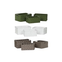 Basket set Home ESPRIT Green Grey Cream Metal polypropylene 38 x 28 x 17 cm 3 Pieces (3 Units)