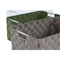 Set de basket Home ESPRIT Vert Gris Crème Métal polypropylène 44 x 32 x 20 cm (3 Unités)