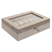 Boîte à bijoux Home ESPRIT Gris Gris foncé Polyuréthane Bois MDF 29,5 x 20 x 8 cm