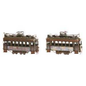 Deko-Figur Home ESPRIT Gold Silberfarben Eisenbahn Vintage 20 x 7 x 12 cm