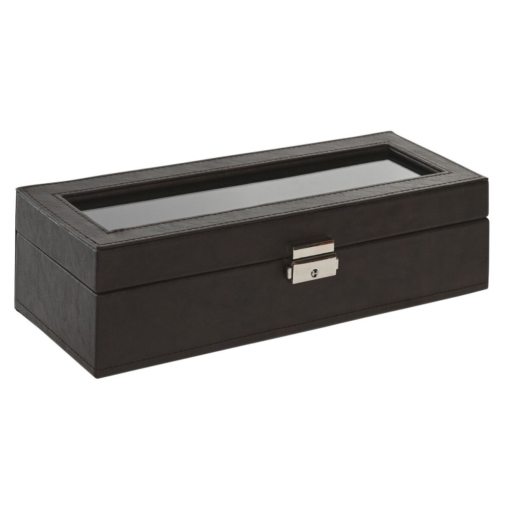 Boîte à bijoux Home ESPRIT Beige Brun foncé Polyuréthane Verre Bois MDF 30 x 10 x 8 cm
