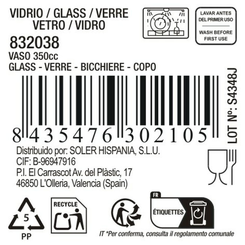 Verre d'eau La Mediterránea Vortice (48 Unités)