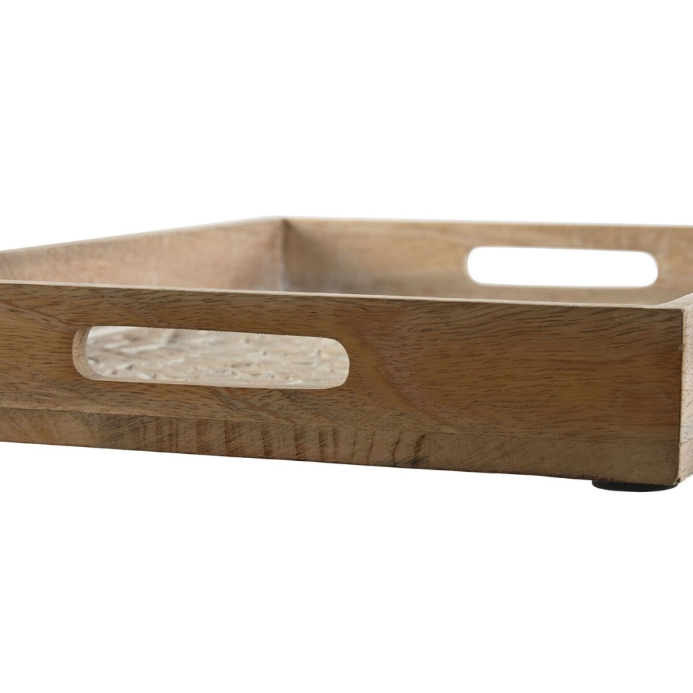 Set of trays Home ESPRIT White Natural Mango wood MDF Wood 44 x 29 x 5 cm (2 Units)