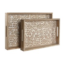 Tablettset Home ESPRIT Weiß natürlich Mango-Holz Holz MDF 44 x 29 x 5 cm (2 Stück)
