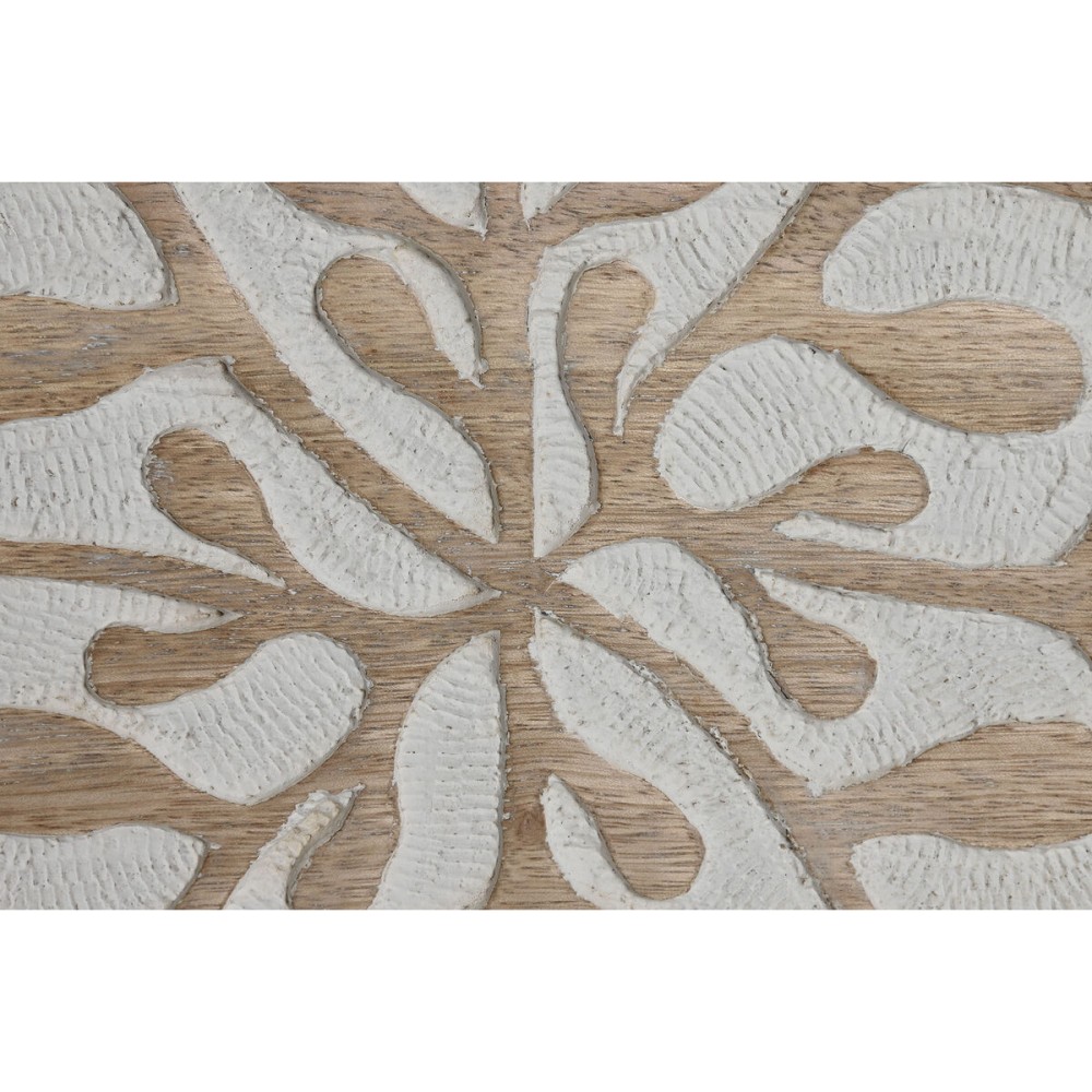 Décoration murale Home ESPRIT Blanc Naturel Floral 60 x 2,5 x 60 cm (4 Pièces)