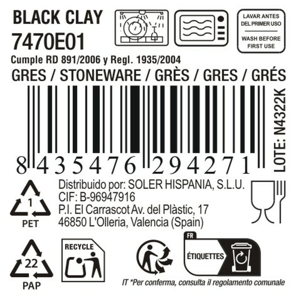Deep Plate La Mediterránea Black clay
