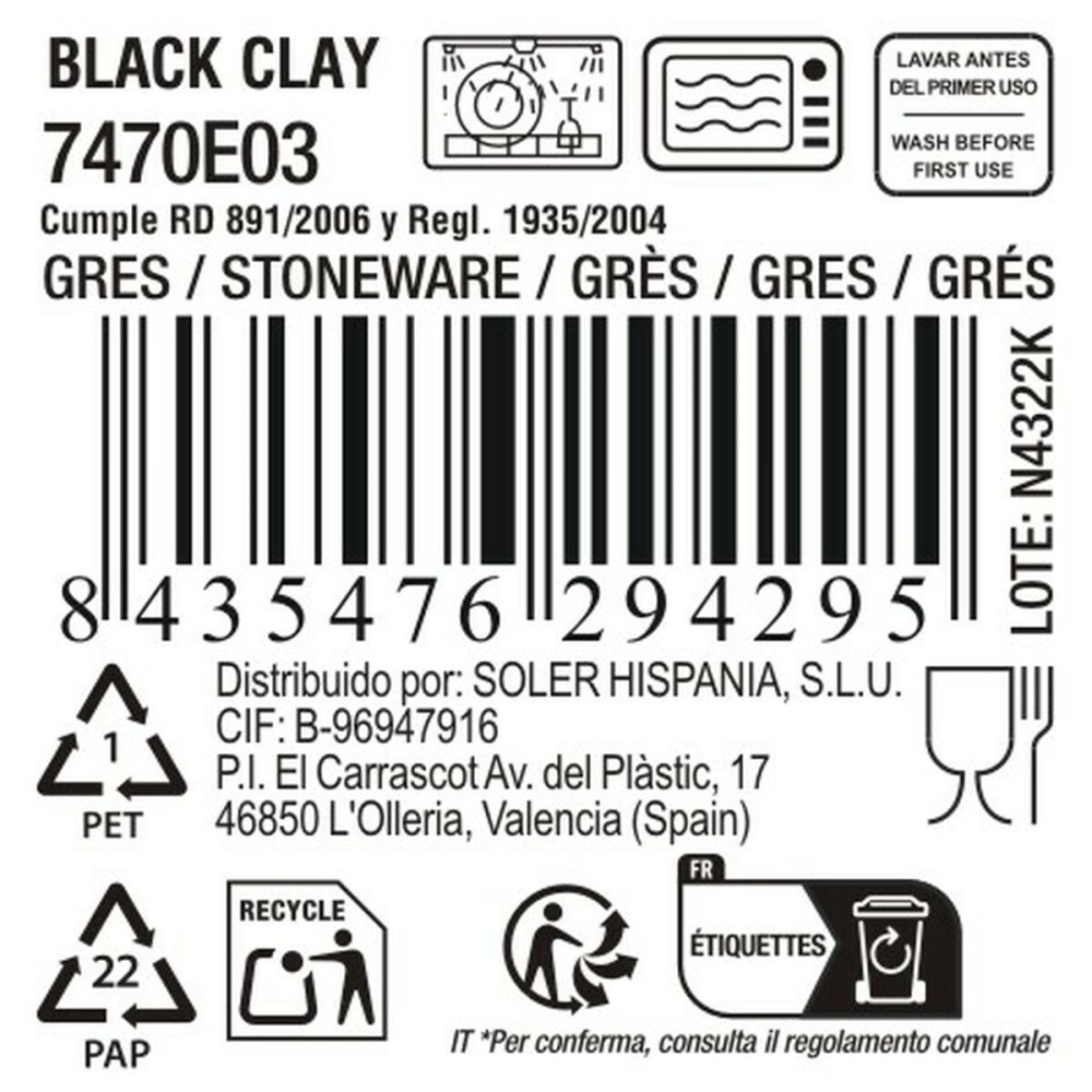 Flat Plate La Mediterránea Black clay