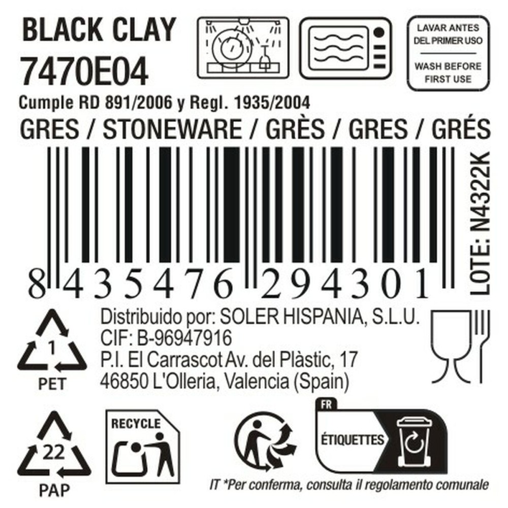Flat Plate La Mediterránea Black clay