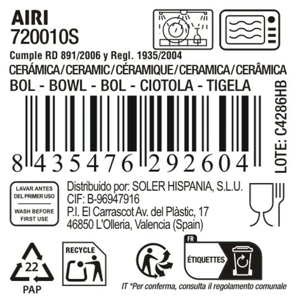 Bol pour Apéritifs La Mediterránea Airi (18 Unités)