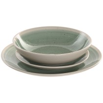 Tableware Home ESPRIT White Green Stoneware 18 Pieces