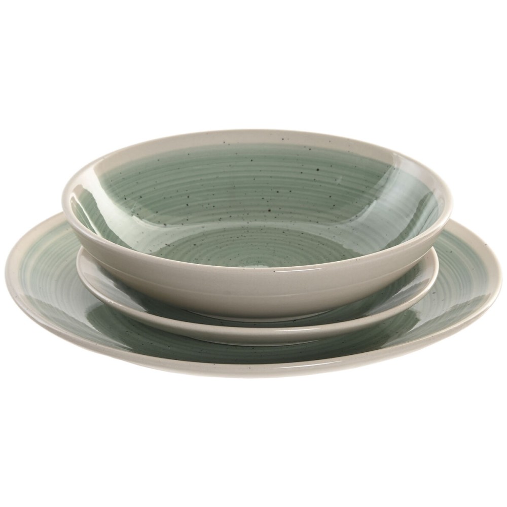 Tableware Home ESPRIT White Green Stoneware 18 Pieces