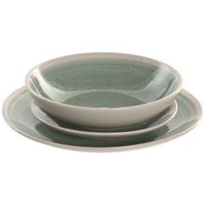 Tableware Home ESPRIT White Green Stoneware 18 Pieces