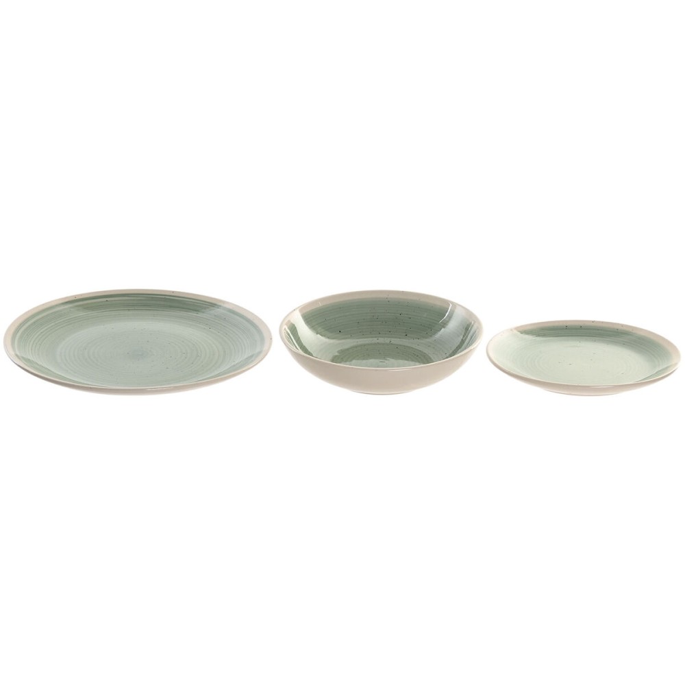 Tableware Home ESPRIT White Green Stoneware 18 Pieces
