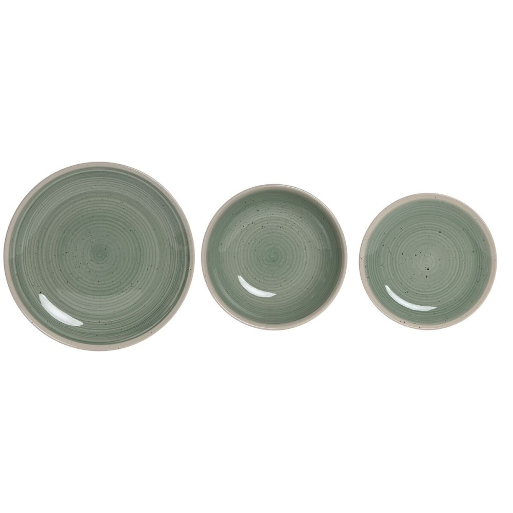 Tableware Home ESPRIT White Green Stoneware 18 Pieces
