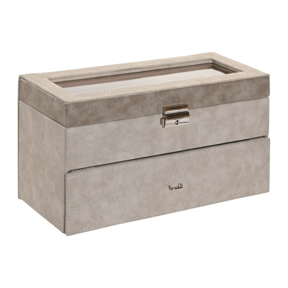 Jewelry box Home ESPRIT Grey Polyurethane Crystal MDF Wood 27,5 x 11 x 15 cm