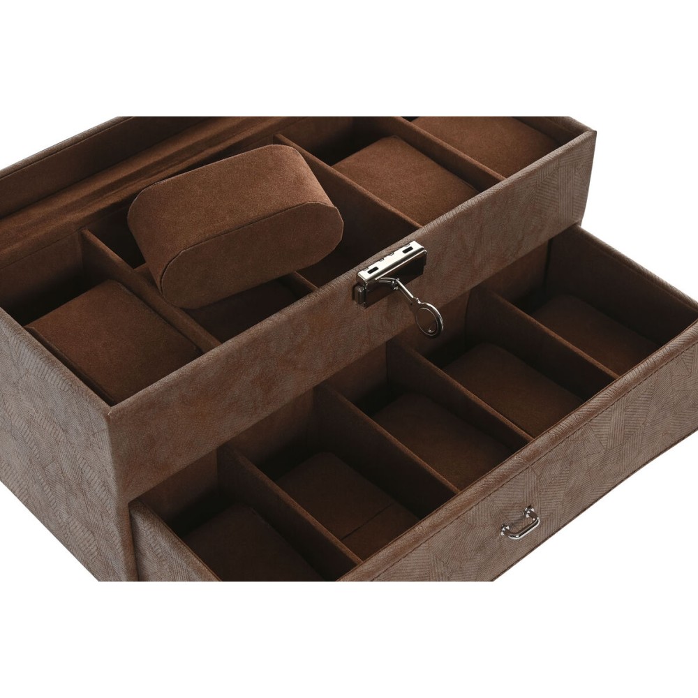 Boîte à bijoux Home ESPRIT Marron Polyuréthane Verre Bois MDF 27,5 X 11 X 15,5 CM