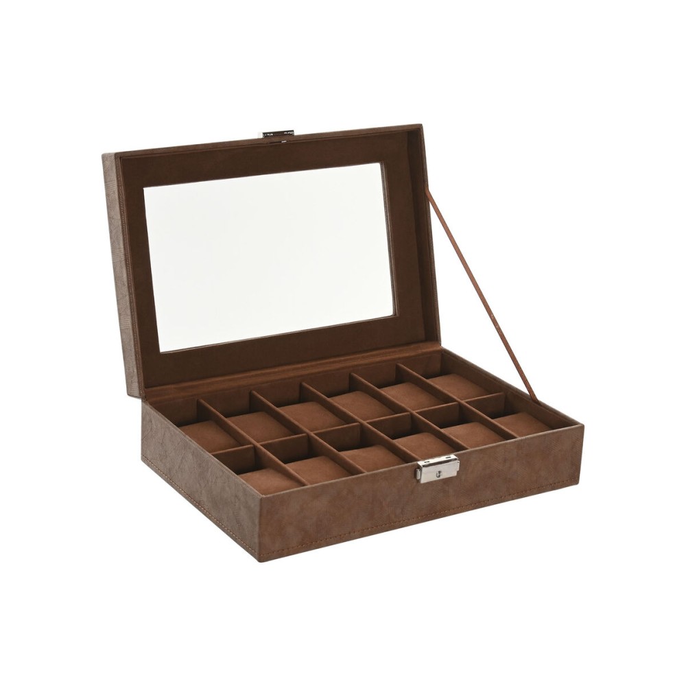 Box-Schmuckkästchen Home ESPRIT Braun Polyurethan Kristall Holz MDF 30 x 20 x 8 cm