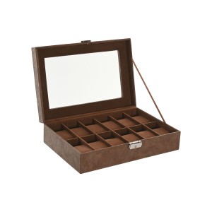 Boîte à bijoux Home ESPRIT Marron Polyuréthane Verre Bois MDF 30 x 20 x 8 cm