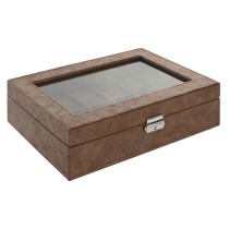 Boîte à bijoux Home ESPRIT Marron Polyuréthane Verre Bois MDF 30 x 20 x 8 cm