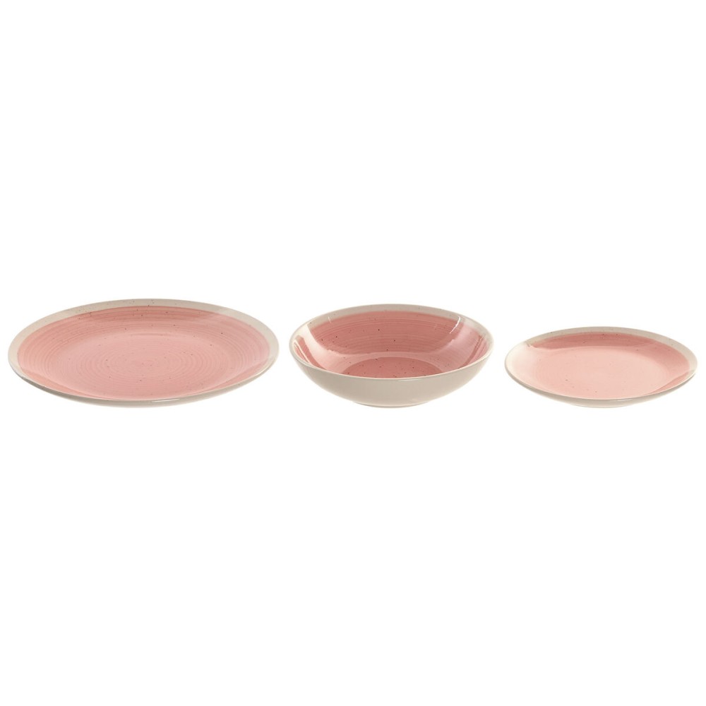 Tableware Home ESPRIT White Pink Stoneware 18 Pieces