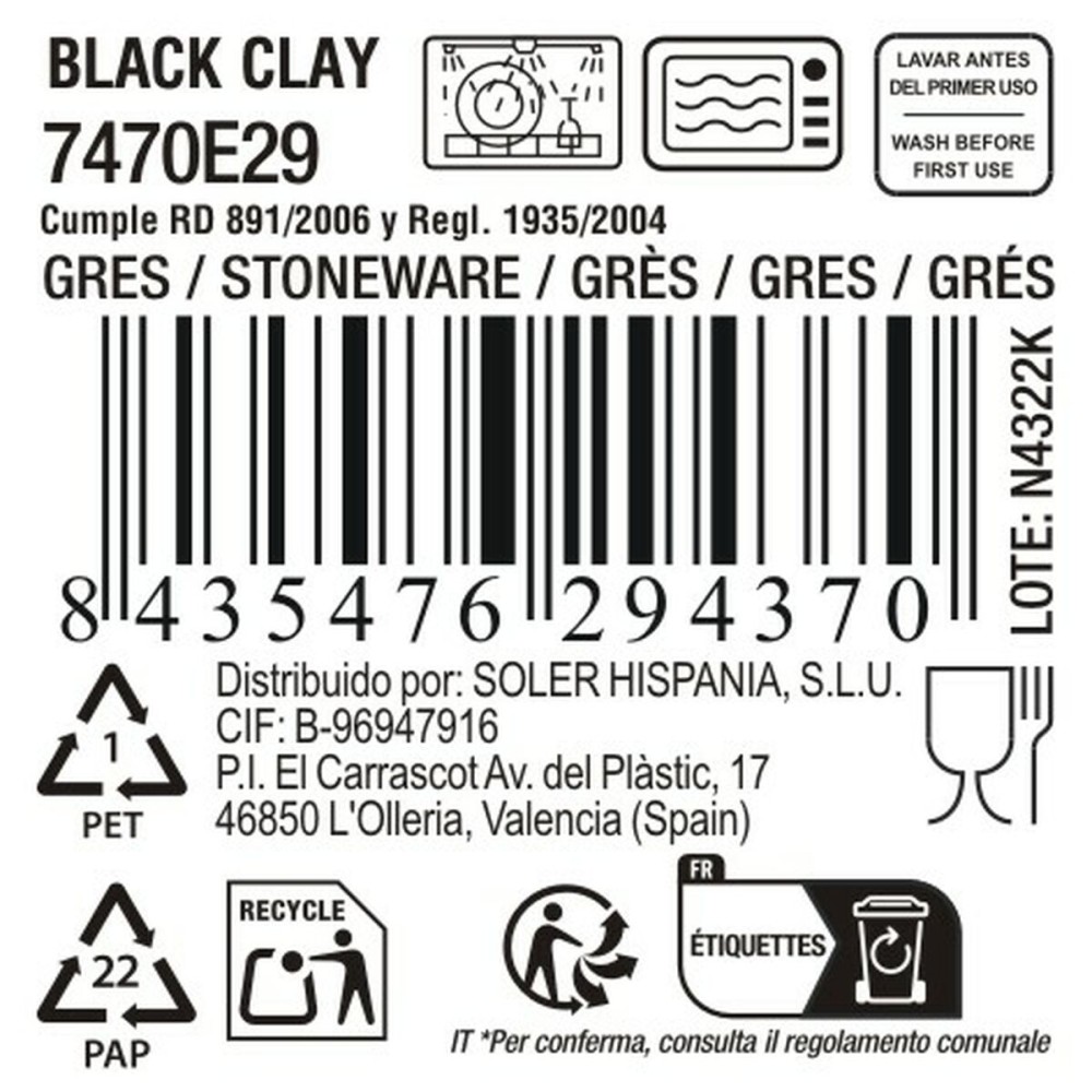 Tasse La Mediterránea Black clay (24 Unités)
