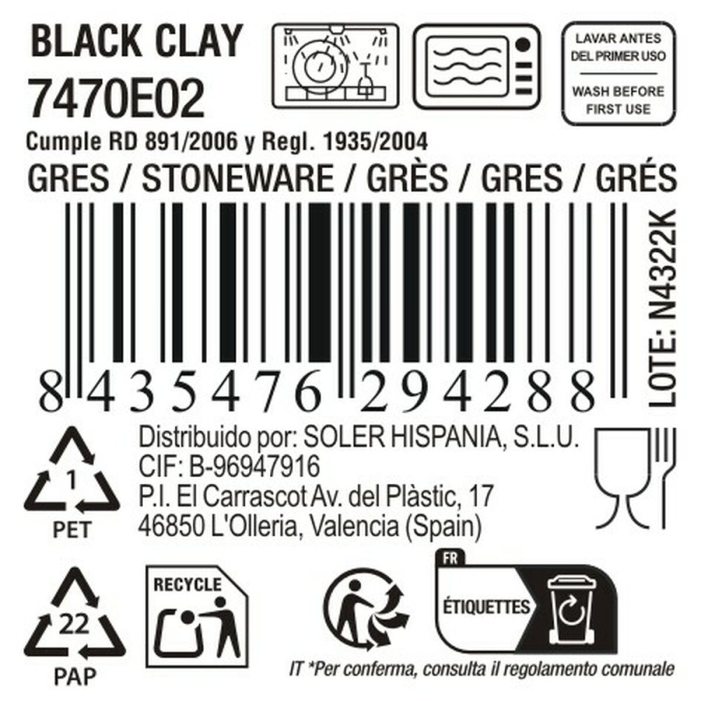 Flat Plate La Mediterránea Black clay