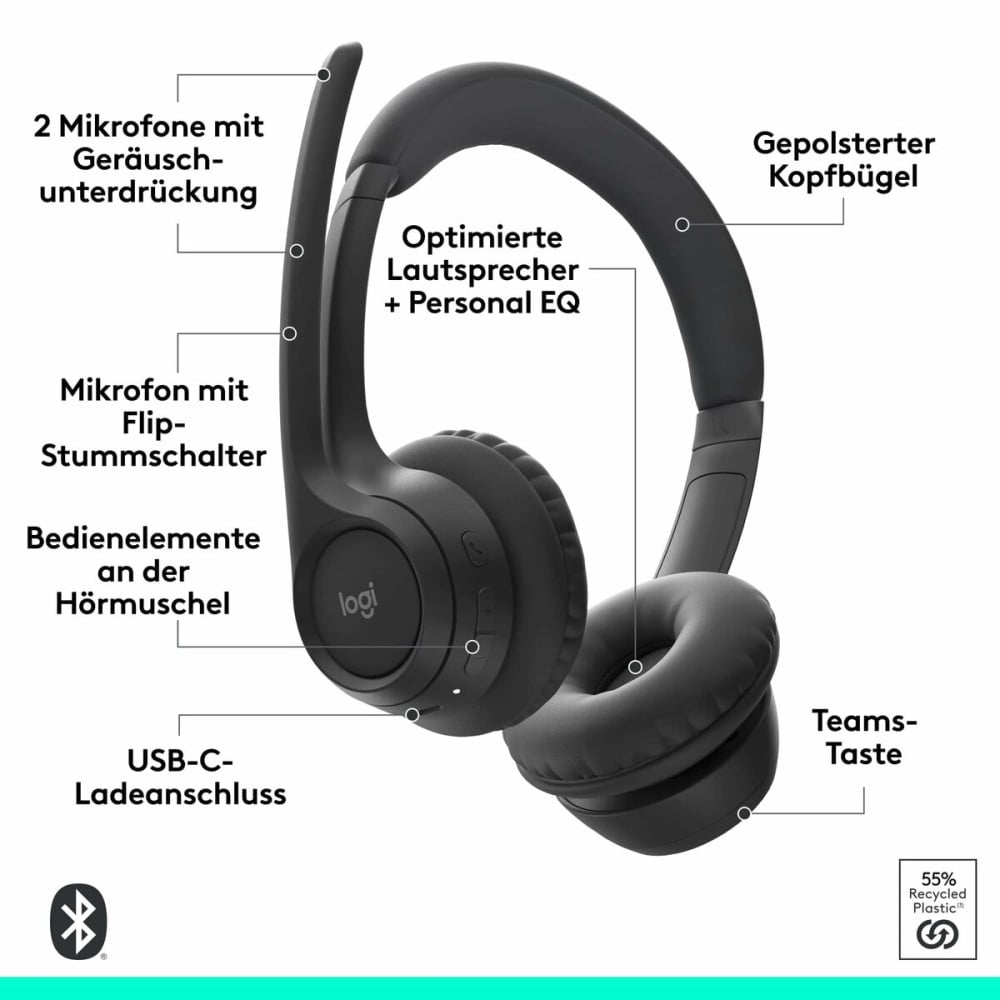 Kopfhörer Logitech 981-001458 Schwarz