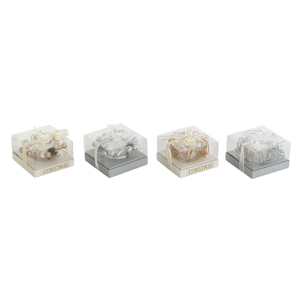 Kerze DKD Home Decor Gold Silberfarben Weihnachten 10.5 x 10.5 x 7 cm 10,5 x 10,5 x 7 cm (4 Stück)