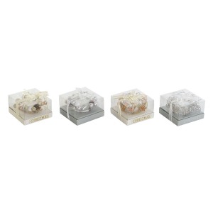 Bougie DKD Home Decor Doré Argenté Noël 10.5 x 10.5 x 7 cm 10,5 x 10,5 x 7 cm (4 Unités)