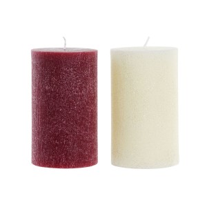 Kerze DKD Home Decor Weiß Rot Weihnachten 9 x 9 x 15 cm (2 Stück)