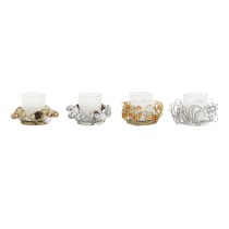 Bougie DKD Home Decor Doré Argenté Noël 10.5 x 10.5 x 7 cm 10,5 x 10,5 x 7 cm (4 Unités)