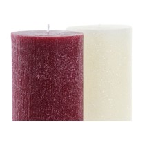 Kerze DKD Home Decor Weiß Rot Weihnachten 9 x 9 x 15 cm (2 Stück)