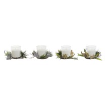Ensemble de Bougies DKD Home Decor Doré Argenté Noël 10 x 10 x 7 cm (2 Unités)