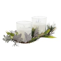Ensemble de Bougies DKD Home Decor Doré Argenté Noël 10 x 10 x 7 cm (2 Unités)