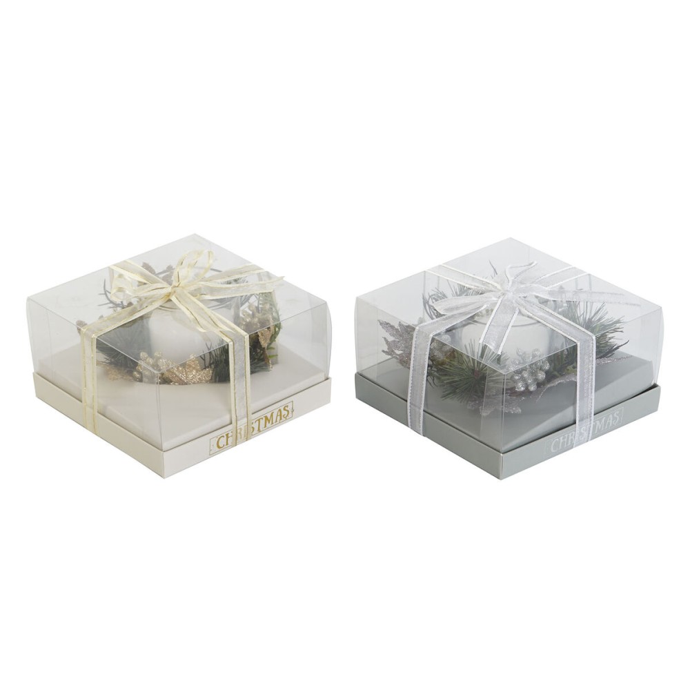 Kerze DKD Home Decor Gold Silberfarben Weihnachten 15 x 15 x 5 cm (2 Stück)