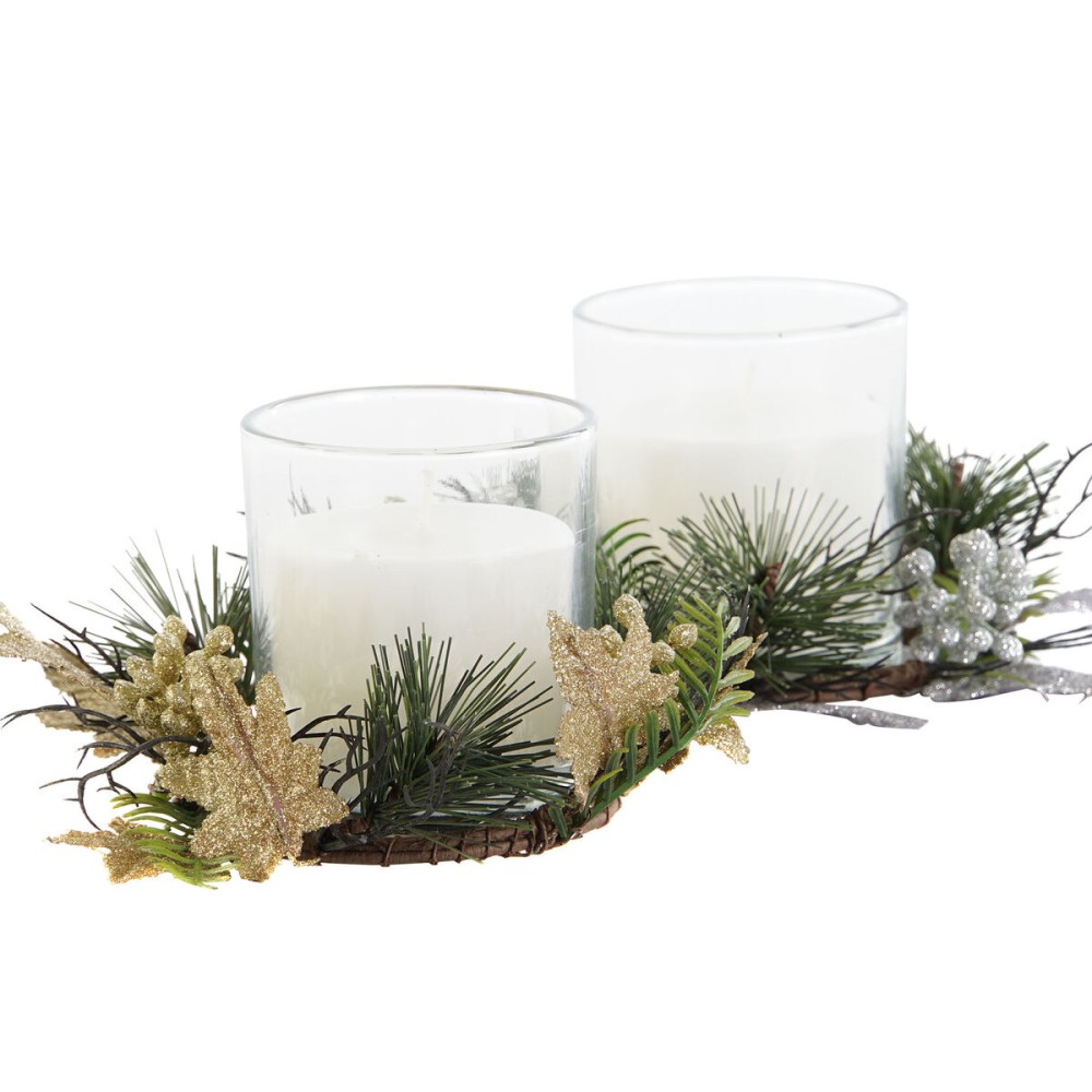 Kerze DKD Home Decor Gold Silberfarben Weihnachten 15 x 15 x 5 cm (2 Stück)
