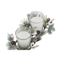 Ensemble de Bougies DKD Home Decor Blanc Noël 10 x 10 x 7 cm 19 x 10.5 x 7 cm (2 Unités)