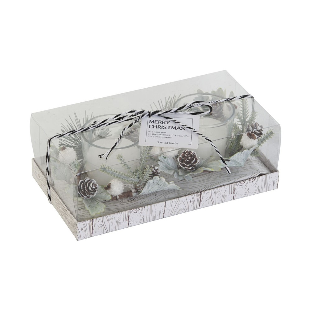 Kerzen-Set DKD Home Decor Weiß Weihnachten 10 x 10 x 7 cm 19 x 10.5 x 7 cm (2 Stück)