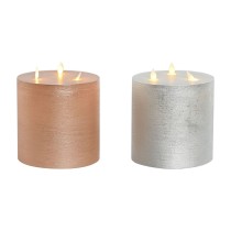 LED Kerze DKD Home Decor Gold Silberfarben 15 x 15 x 15 cm (AA) (2 Stück)