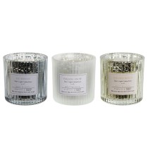 Bougie DKD Home Decor Blanc Doré Argenté 8,8 x 8,8 x 9 cm (3 Unités)