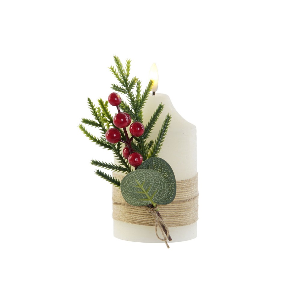 LED Kerze DKD Home Decor Weiß 7 x 7 x 12 cm (AA)